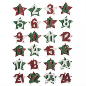 Adventi naptár számok karácsonyi csillagokon